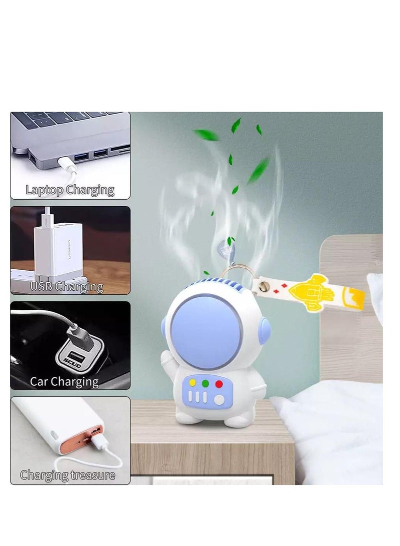MINI Handheld FanPortable Fan, Mini Astronaut Fan, Portable Bladeless Fan, USB Rechargeable Battery & Anti-slip Handle with Keychain, Summer Daily Cooling Decor for Rest, Work, Travel, Hiking, Camping  - Image 2