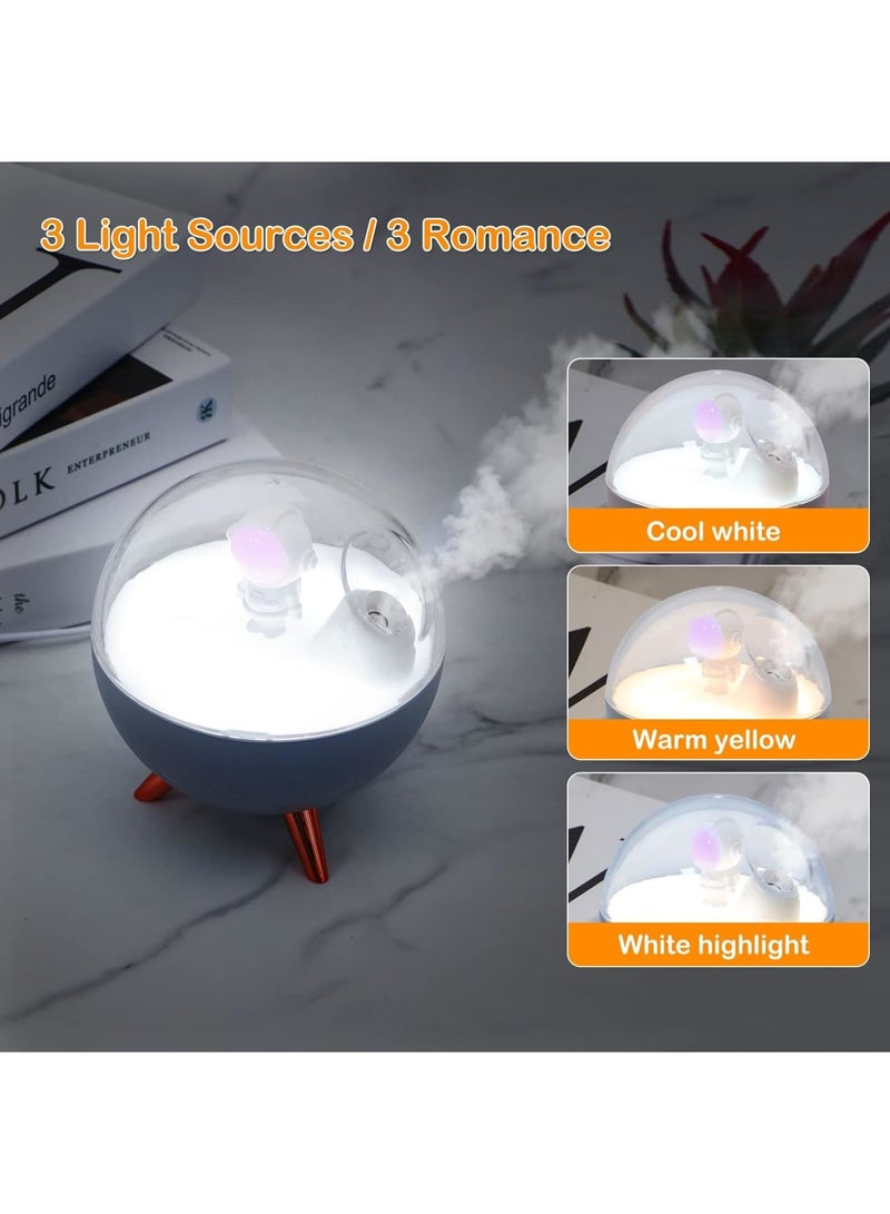 SOLARAE Astronaut Humidifier for Bedroom | Auto-off 350ml USB Mini Air Humidifier with 3 Colors Light | Small Desk Humidifier for Kids (White) - Image 4