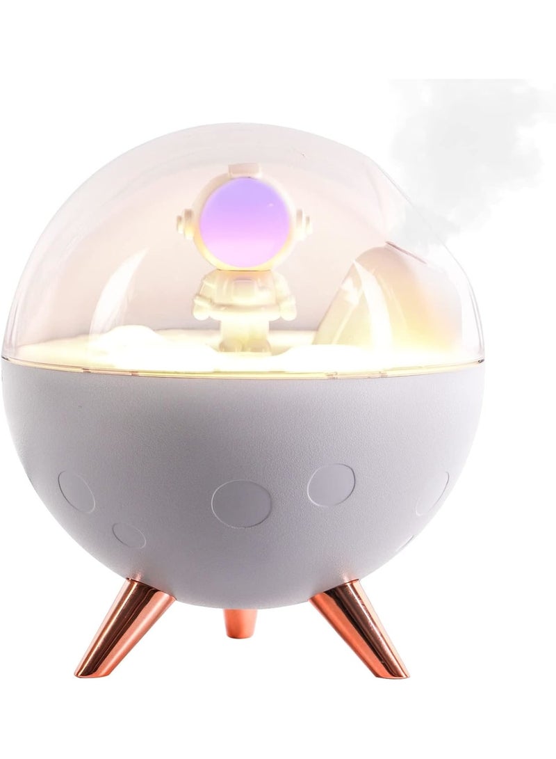 SOLARAE Astronaut Humidifier for Bedroom | Auto-off 350ml USB Mini Air Humidifier with 3 Colors Light | Small Desk Humidifier for Kids (White) - Image 1