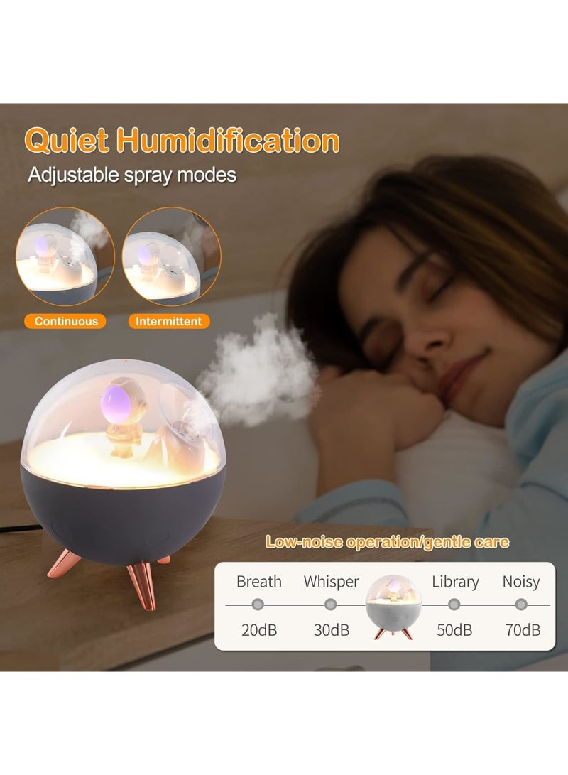 SOLARAE Astronaut Humidifier for Bedroom | Auto-off 350ml USB Mini Air Humidifier with 3 Colors Light | Small Desk Humidifier for Kids (White) - Image 3