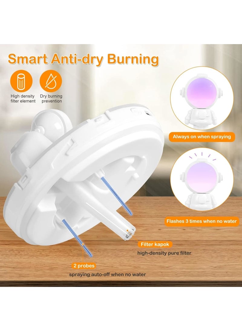 SOLARAE Astronaut Humidifier for Bedroom | Auto-off 350ml USB Mini Air Humidifier with 3 Colors Light | Small Desk Humidifier for Kids (White) - Image 5