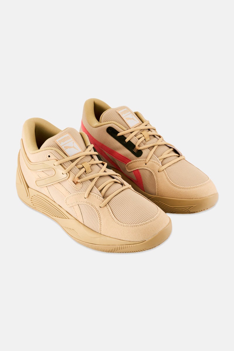 PUMA Men Trc Blaze Court Corduroy Lace Up Basketball Shoes, Dark Beige - Image 1