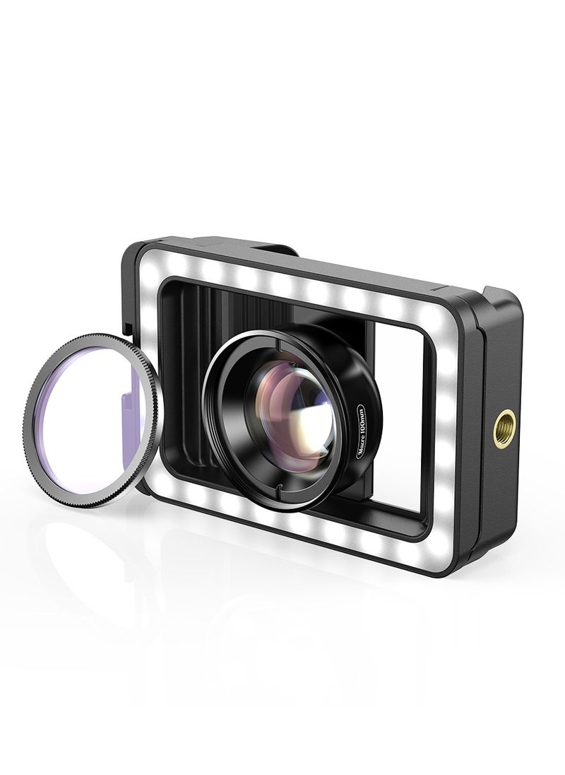 APEXEL New 4k HD 100mm macro lens With CPL for Smartphone  LED Fill Light Universal Clamp Micro Lenses for iPhone 15/15Pro/15Pro Max, Samsung, Android Phone all smartphones  - Image 2