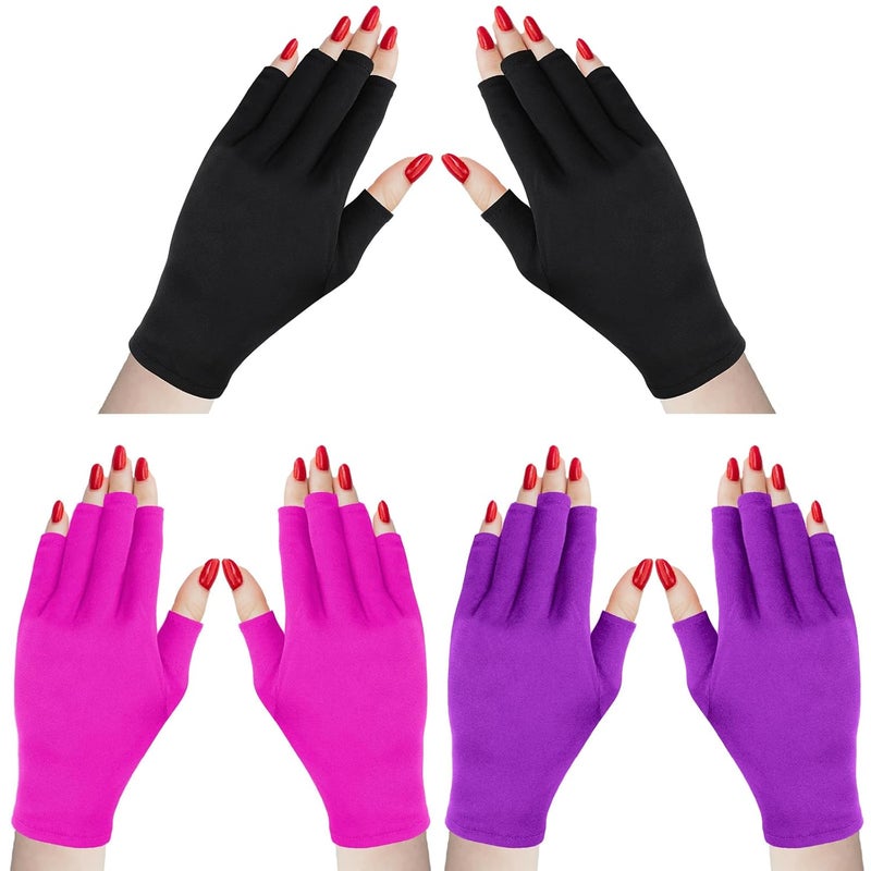 Syhood Syhood 3 Pair UV Light Glove for Gel Nail Lamp Manicure Glove Anti UV Fingerless Mitten Protect Hands from Nail Lamp Manicure 