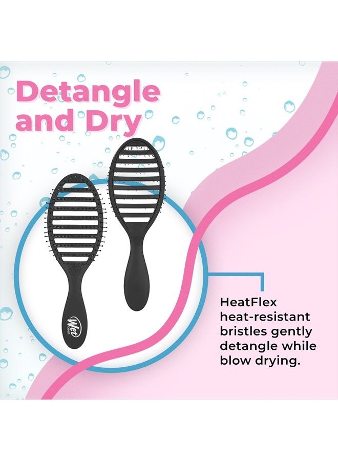 Wet Brush فرشاة شعر سريعة الجفاف، سوداء - تصميم بفتحات تهوية وشعيرات HeatFlex فائقة النعومة آمنة للتجفيف بالمجفف مع مقبض مريح للتحكم في التشابك والشعر الذي لا يمكن السيطرة عليه - إكسسوارات شعر خالية من الألم - Image 3