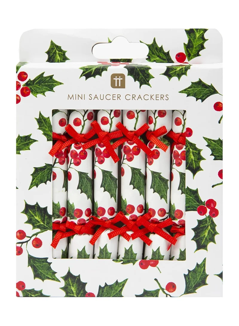 Talking Tables Holly White Saucer Crackers, 8 Pack