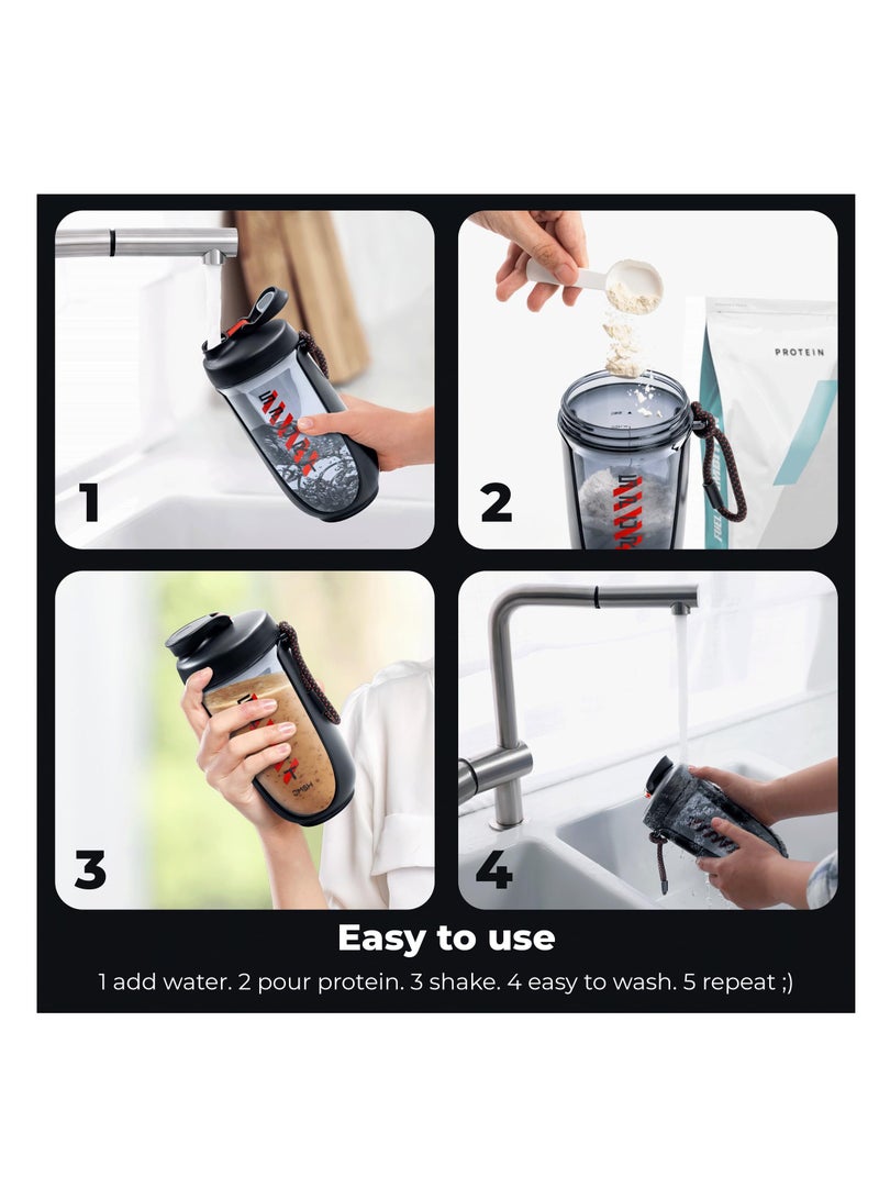 Excefore Protein Shaker Bottle, Leak Proof 20 Oz Shaker Bottle for Protein, with Durable Lanyard, BPA Free Plastic Shaker Bottle for Pre Workout - Image 5
