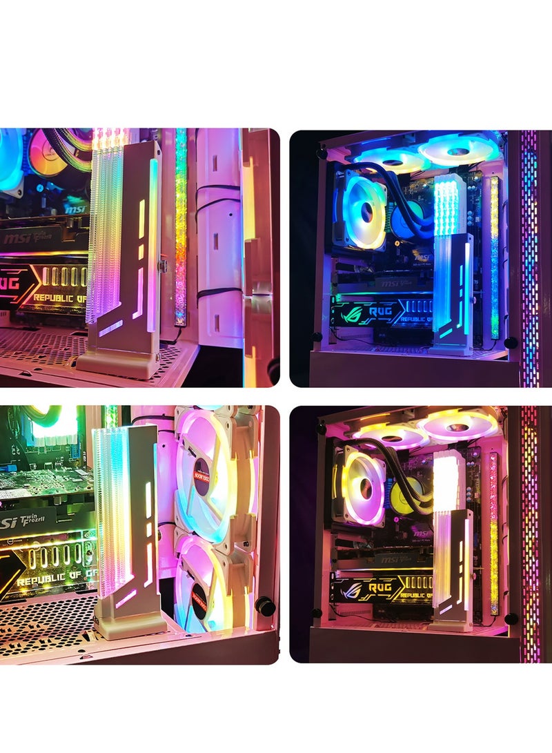 SYOSI ARGB 3 Pin GPU Support Bracket, GPU Holder Bracket Brace Magnetic Base Graphics Card GPU Support Video Card Holder Bracket with ARGB 5V LED Length, Height, Sliding Adjustment(White) - Image 4