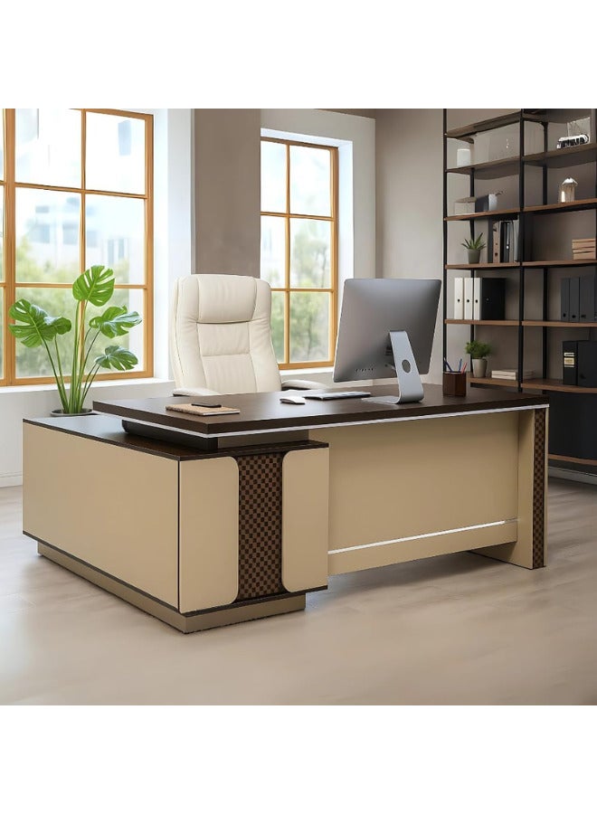 SULSHA Classic L Shape Office Table with Side Drawers , Office Desk , Computer Table 160x80x75Cm - Image 1
