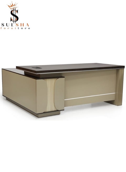 Classic L Shape Office Table with Side Drawers , Office Desk , Computer Table 180x80x75Cm