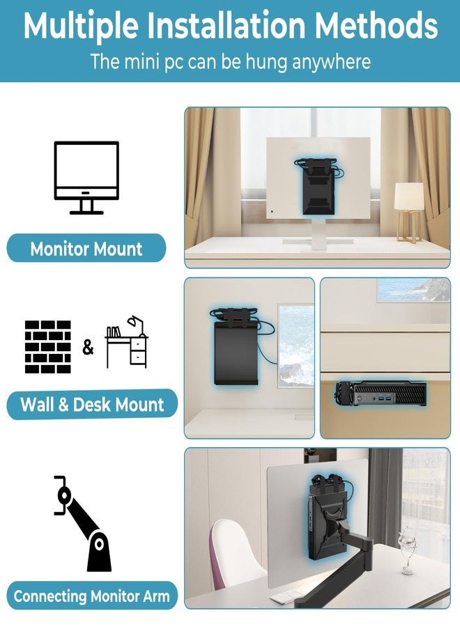 Varghesyla Mini PC Mount for HP, VESA Wall Under Desk Mount or Mount to a Monitor Arm for HP EliteDesk 800 G4 G3 G5 G9 EliteDesk 705 805, HP Pro Mini 400 260, HP ProDesk 400 405 600 Mini PC with Pen Holder - Image 3