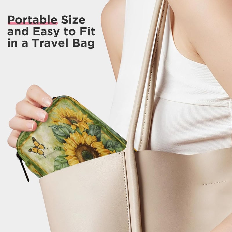 Painting Sunflower Flower Pill Case Travel Pill Organizer Weekly 7 Day Portable with Zipper Medicine Box Pill Case for Vitamins, Birth Control,Fish Oils,Medication, Supplements - Image 5