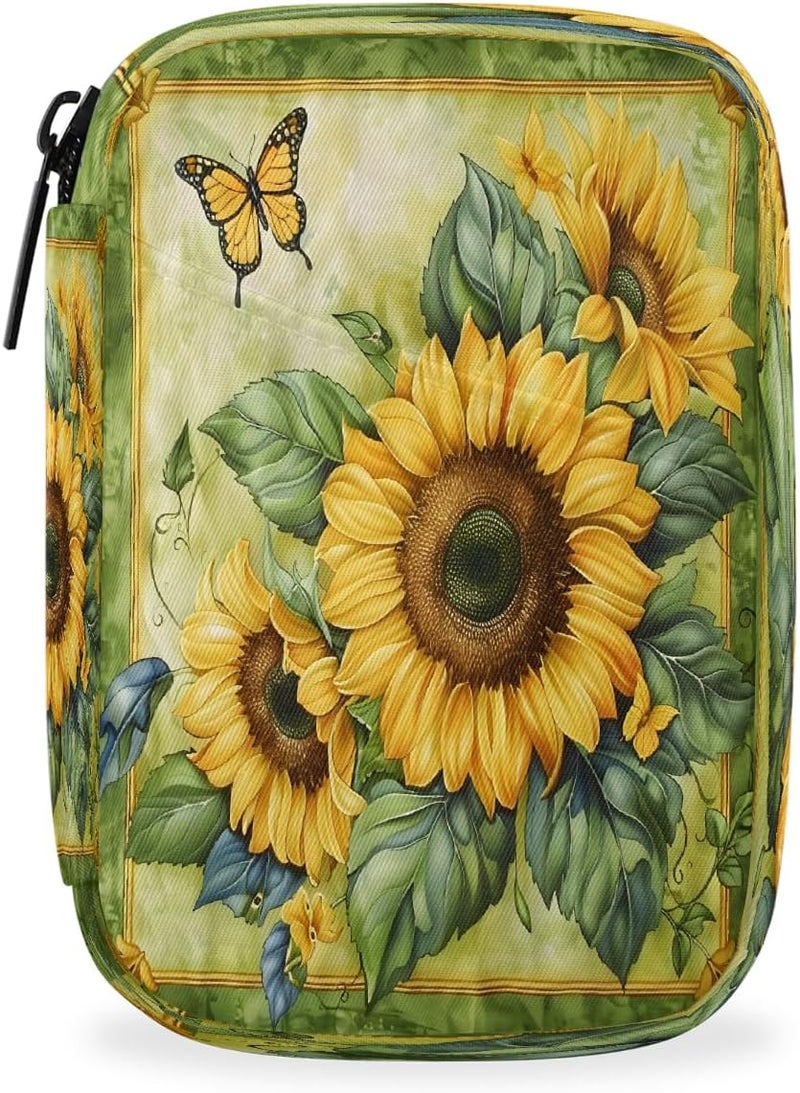 Painting Sunflower Flower Pill Case Travel Pill Organizer Weekly 7 Day Portable with Zipper Medicine Box Pill Case for Vitamins, Birth Control,Fish Oils,Medication, Supplements - Image 1