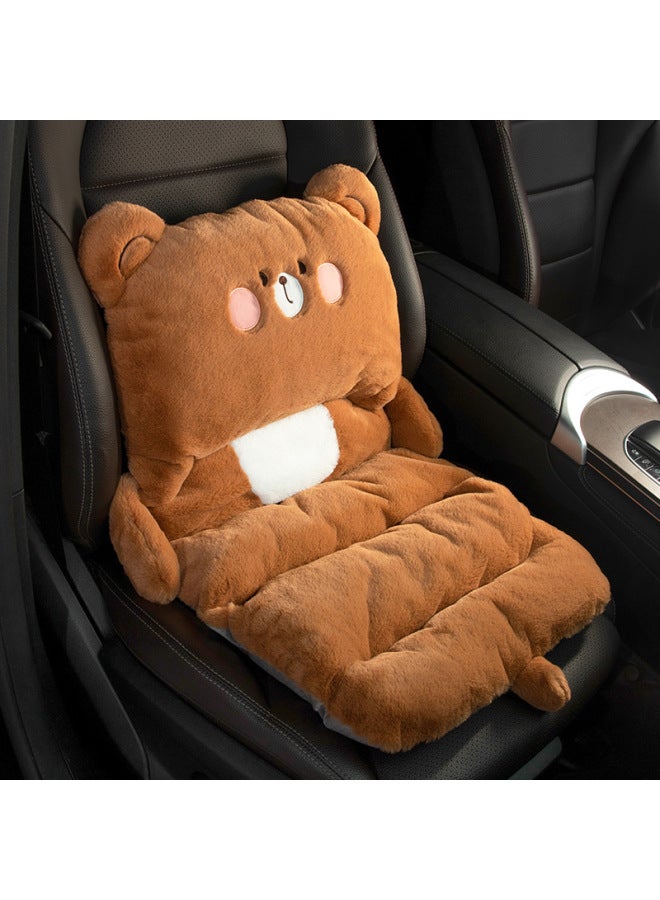 Car Cushion Winter Plush Single-piece Car Seat Cushion Cute Cartoon Waist Cushion Warm Heightened Seat Cushion For Women