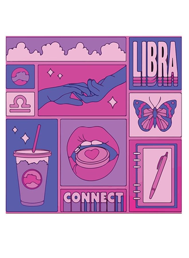 RYN Libra Themed Wall Art Pink/Purple/Blue 30x30cm - Image 1