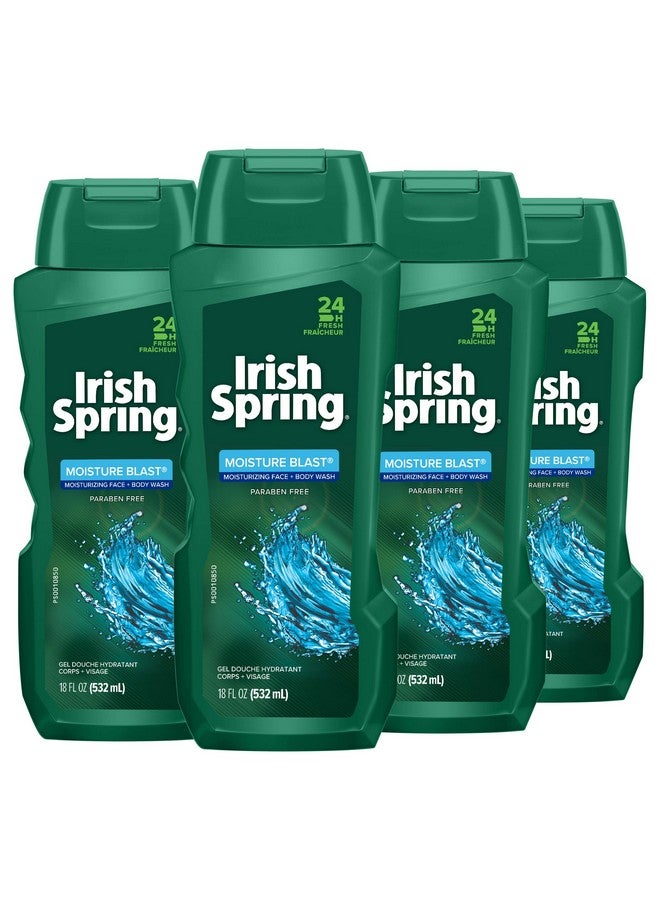 Irish Spring Body Wash, Moisture Blast, 18 fluid ounce, 4 Count (Pack of 1) - Image 1