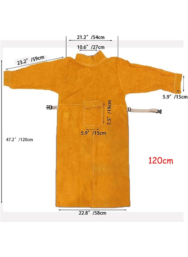 LAMAY Adjustable Neck Strap Leather Welding Apron with Sleeve,Heavy Duty Welding Jacket,Heat Flame Resistant Weld Coat for Men Women (120CM) - Image 3