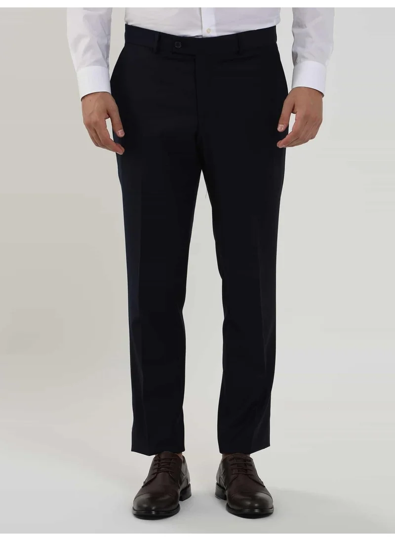 Dufy Light Navy Blue Men's Regular Fit Straight Trousers - 103944