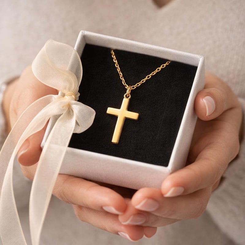 Moodear Cross Necklace for Women - Dainty 14K Gold Plated Cross Pendant Simple Necklaces Fashion - Image 3
