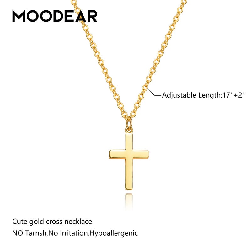 Moodear Cross Necklace for Women - Dainty 14K Gold Plated Cross Pendant Simple Necklaces Fashion - Image 5