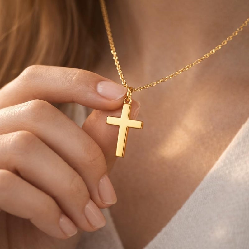Moodear Cross Necklace for Women - Dainty 14K Gold Plated Cross Pendant Simple Necklaces Fashion - Image 4