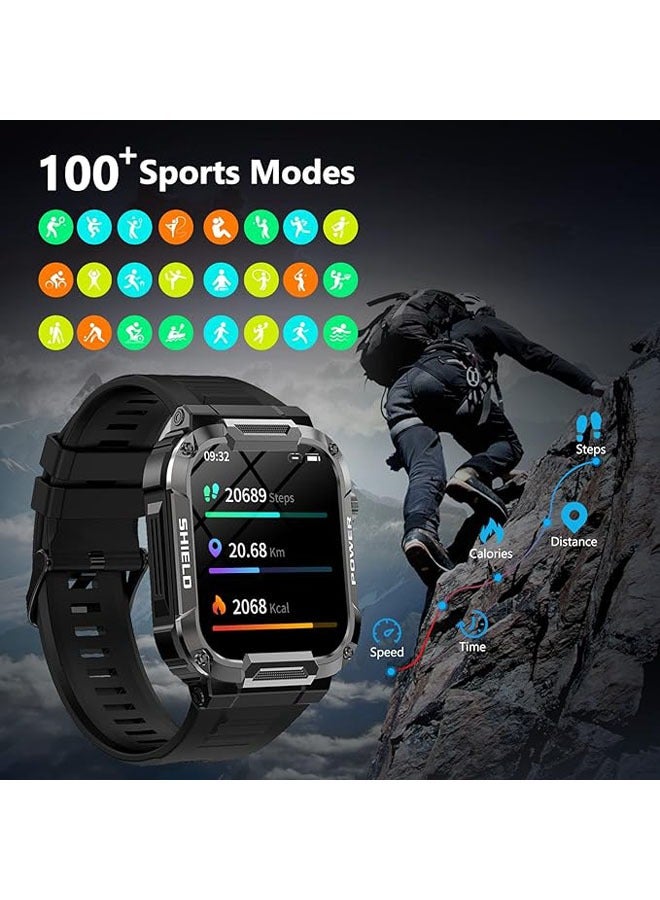 ساعة ذكية مقاومة للماء IP68 للرجال مع مكالمات بلوتوث (الرد على المكالمات/إجرائها)، وتتبع اللياقة البدنية، وأكثر من 100 وضع رياضي لهاتف iPhone وAndroid - Image 5