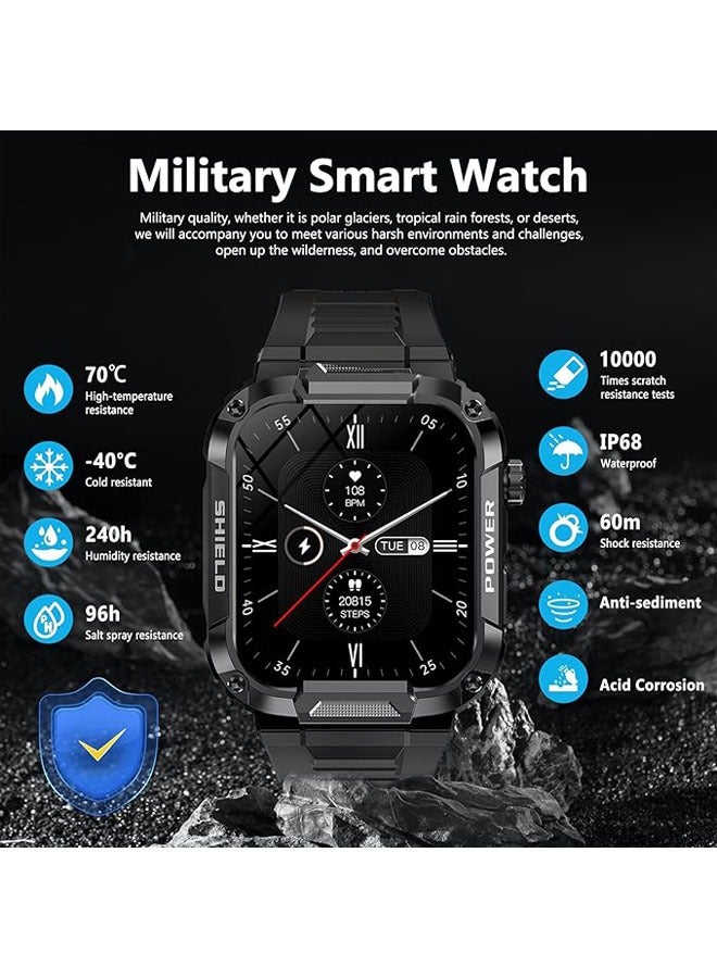 ساعة ذكية مقاومة للماء IP68 للرجال مع مكالمات بلوتوث (الرد على المكالمات/إجرائها)، وتتبع اللياقة البدنية، وأكثر من 100 وضع رياضي لهاتف iPhone وAndroid - Image 2