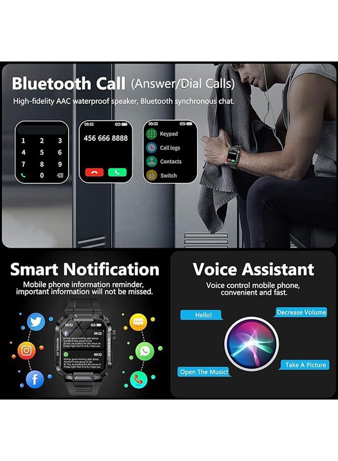 ساعة ذكية مقاومة للماء IP68 للرجال مع مكالمات بلوتوث (الرد على المكالمات/إجرائها)، وتتبع اللياقة البدنية، وأكثر من 100 وضع رياضي لهاتف iPhone وAndroid - Image 3