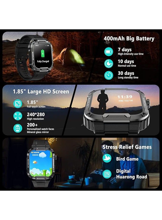ساعة ذكية مقاومة للماء IP68 للرجال مع مكالمات بلوتوث (الرد على المكالمات/إجرائها)، وتتبع اللياقة البدنية، وأكثر من 100 وضع رياضي لهاتف iPhone وAndroid - Image 4