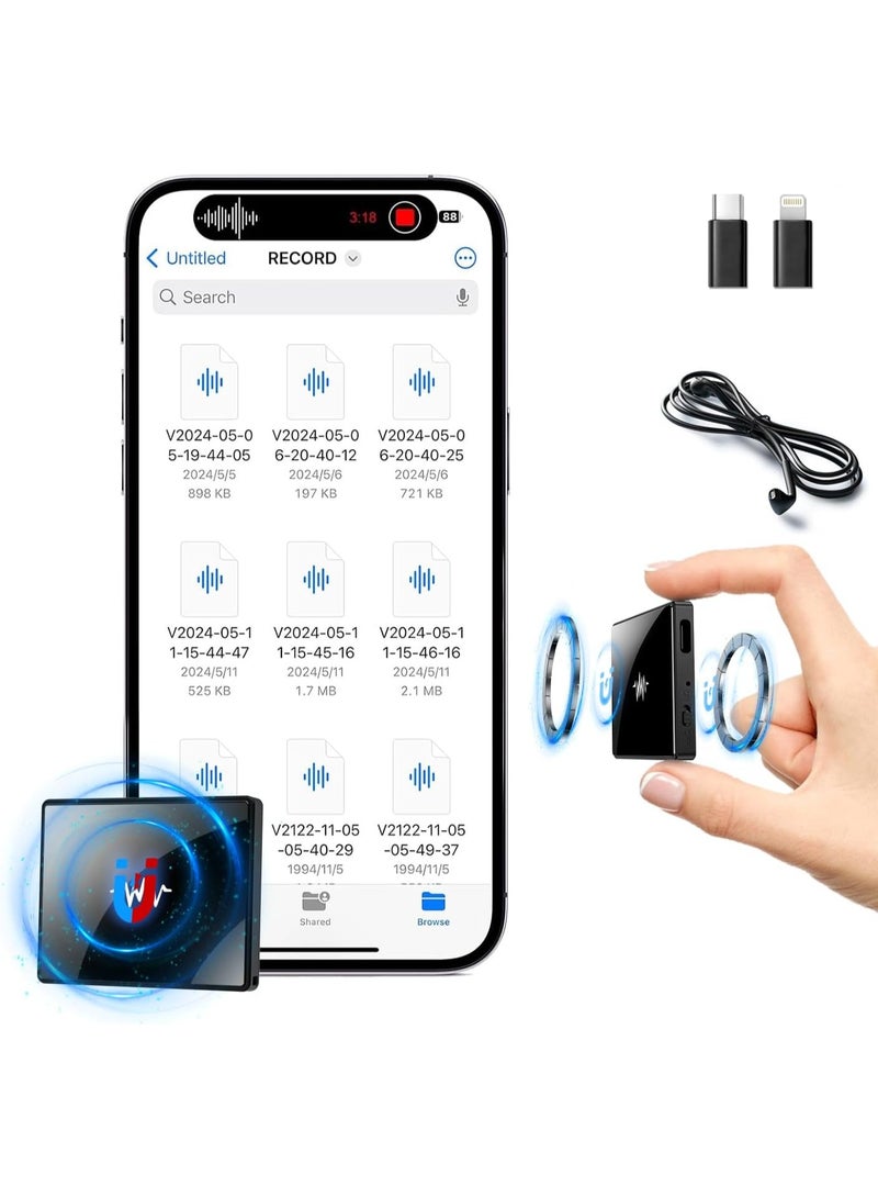 زيستيك مسجل صوت رقمي مغناطيسي ثنائي الجوانب بسعة 128 جيجابايت يعمل بتفعيل صوتي - جهاز تسجيل بصيغة MP3 ببطارية تدوم طويلاً، مسجل صوت بمنفذ USB-C للعمل والمحاضرات والاجتماعات والمقابلات. - Image 1