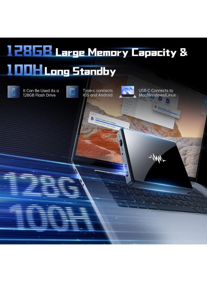 زيستيك مسجل صوت رقمي مغناطيسي ثنائي الجوانب بسعة 128 جيجابايت يعمل بتفعيل صوتي - جهاز تسجيل بصيغة MP3 ببطارية تدوم طويلاً، مسجل صوت بمنفذ USB-C للعمل والمحاضرات والاجتماعات والمقابلات. - Image 4