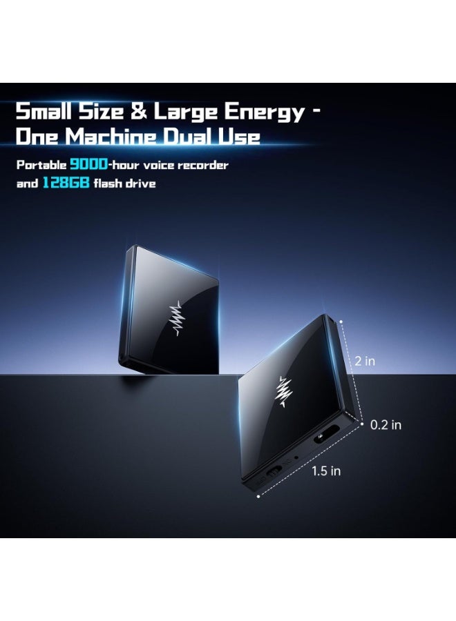 زيستيك مسجل صوت رقمي مغناطيسي ثنائي الجوانب بسعة 128 جيجابايت يعمل بتفعيل صوتي - جهاز تسجيل بصيغة MP3 ببطارية تدوم طويلاً، مسجل صوت بمنفذ USB-C للعمل والمحاضرات والاجتماعات والمقابلات. - Image 5