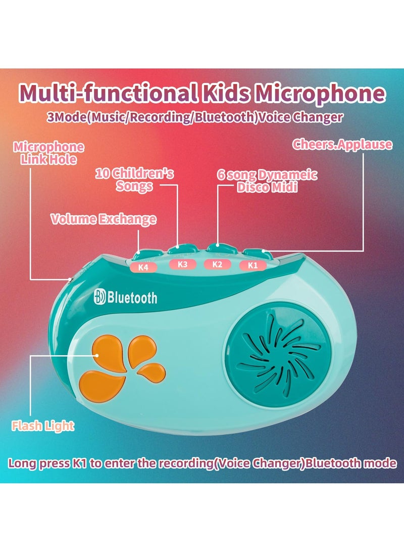 SYOSI Kids Microphone with Stand, Kids Karaoke Machine Music Toys, Bluetooth Karaoke Machine for Kids with Vioce Changer, Singing Recorder - Microphones for Singing Birthday for Girls Boys - Image 2