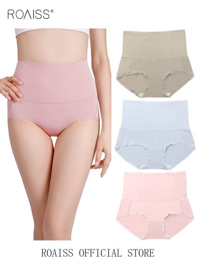 roaiss - 3 Piece of Women's Briefs Set 60S Modal Cotton Elastic High Waisted Antibacterial Underwear Comfortable Breathable - Image 1