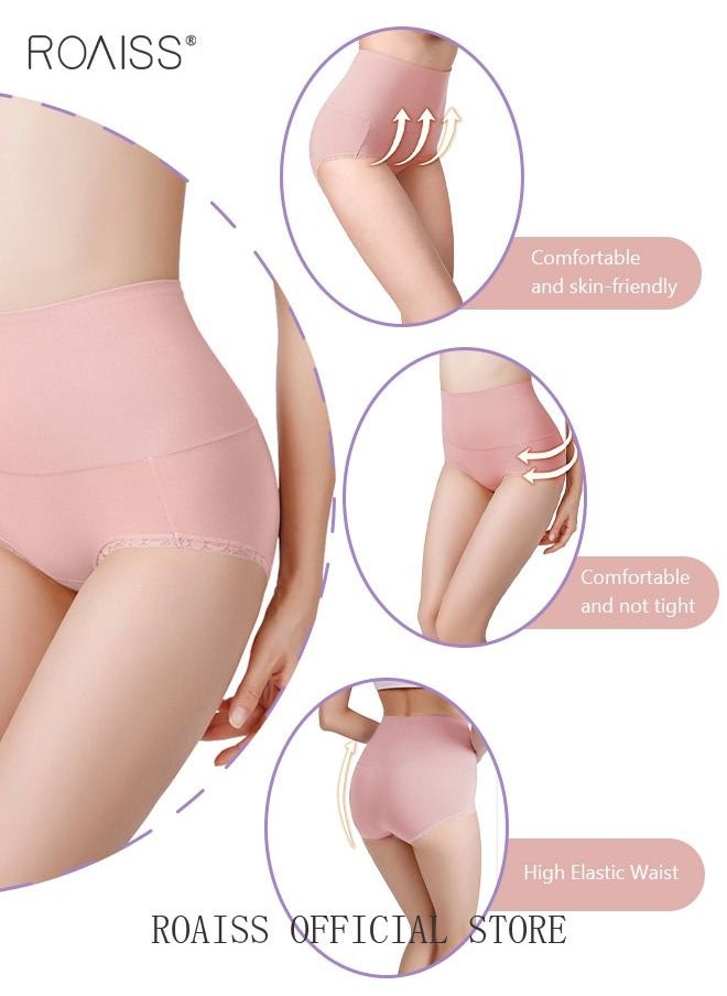 roaiss - 3 Piece of Women's Briefs Set 60S Modal Cotton Elastic High Waisted Antibacterial Underwear Comfortable Breathable - Image 1