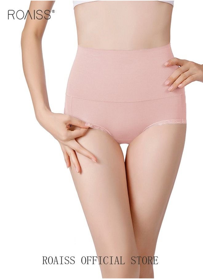 roaiss - 3 Piece of Women's Briefs Set 60S Modal Cotton Elastic High Waisted Antibacterial Underwear Comfortable Breathable - Image 1
