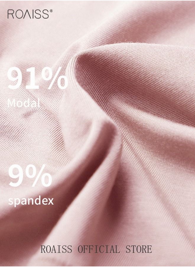 roaiss - 3 Piece of Women's Briefs Set 60S Modal Cotton Elastic High Waisted Antibacterial Underwear Comfortable Breathable - Image 1