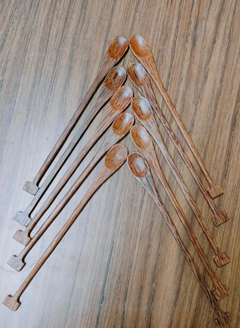Vitacelli 10PCS 10 Inch Wooden Long Spoons, Kitchen Wooden Cooking Spoon, Korean Style Soup Spoons, Suitable for Eating Mixing Stirring, Soup Stews (Brown) - Image 1