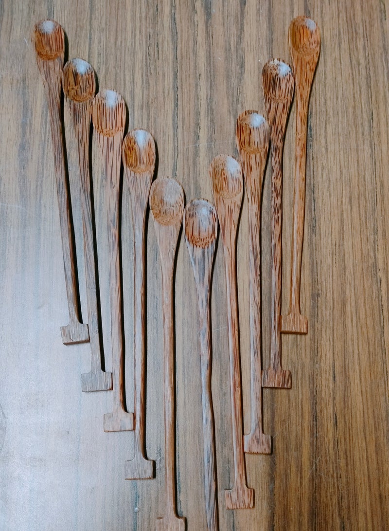 Vitacelli 10PCS 10 Inch Wooden Long Spoons, Kitchen Wooden Cooking Spoon, Korean Style Soup Spoons, Suitable for Eating Mixing Stirring, Soup Stews (Brown) - Image 2