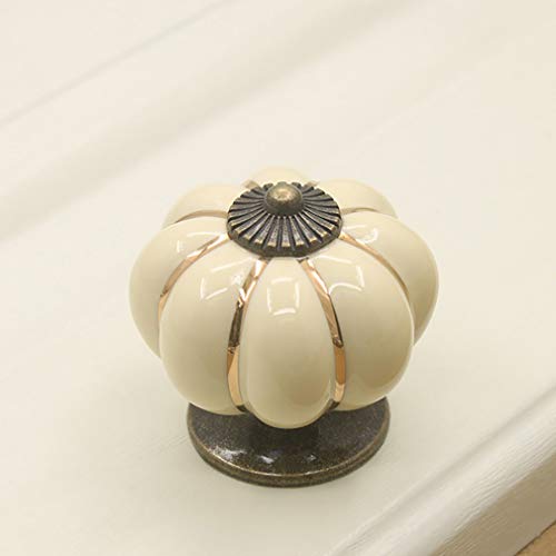 ESreake 12 Pack Yellow Vintage Ceramic Pumpkin Cabinet Knobs, Drawer Dresser Door Pulls Handles with 3 Kinds of Screws for Kitchen, Cabinets, Cupboard, Bathroom,Wardrobe Closet (12 Pack, Ivory) - Image 3