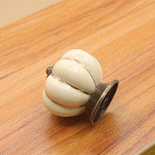 ESreake 12 Pack Yellow Vintage Ceramic Pumpkin Cabinet Knobs, Drawer Dresser Door Pulls Handles with 3 Kinds of Screws for Kitchen, Cabinets, Cupboard, Bathroom,Wardrobe Closet (12 Pack, Ivory) - Image 4