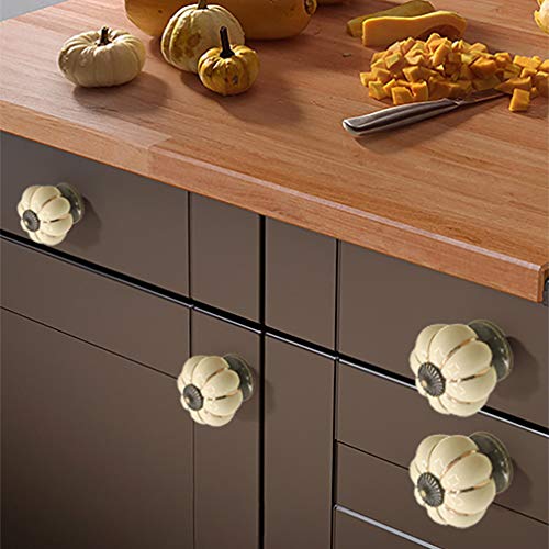 ESreake 12 Pack Yellow Vintage Ceramic Pumpkin Cabinet Knobs, Drawer Dresser Door Pulls Handles with 3 Kinds of Screws for Kitchen, Cabinets, Cupboard, Bathroom,Wardrobe Closet (12 Pack, Ivory) - Image 5