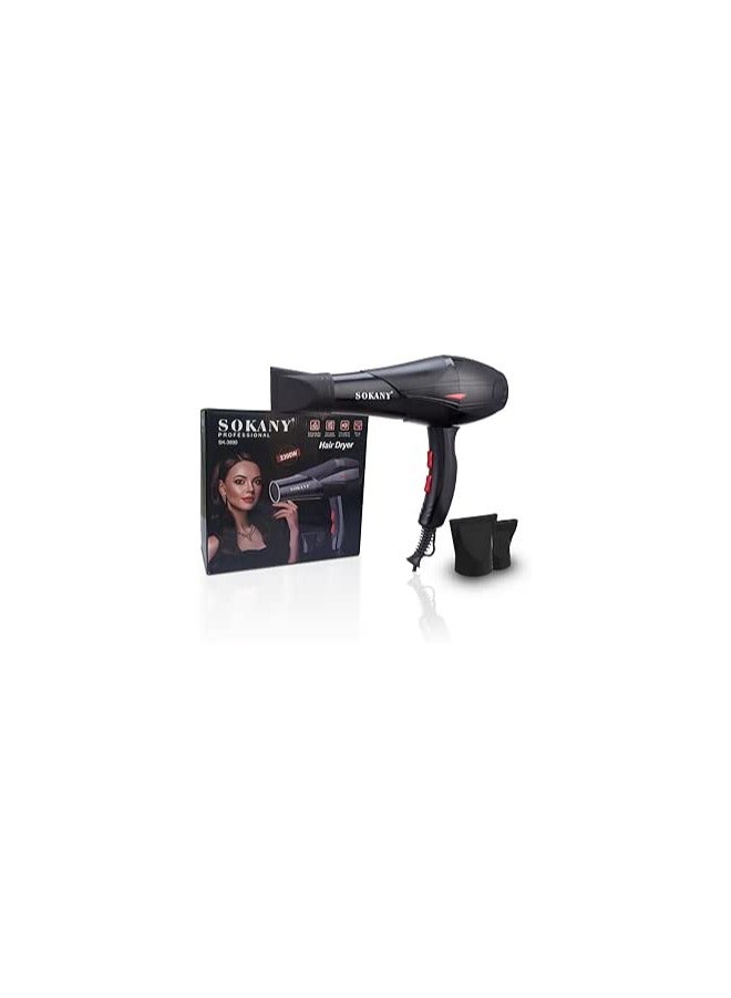 Sokany Hair Dryer 2300 Watt Hot Cold Motor 2 Speed ​​Black HS-3618 - Image 4