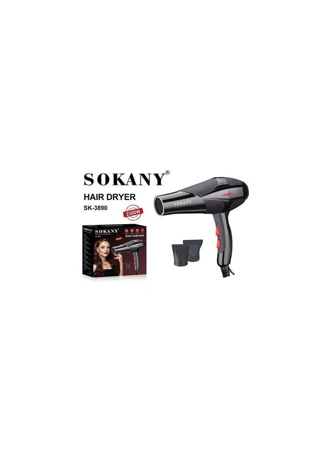 Sokany Hair Dryer 2300 Watt Hot Cold Motor 2 Speed ​​Black HS-3618 - Image 2