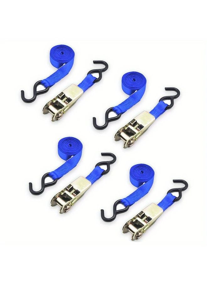 Blue 4 Pack Heavy Duty Ratchet Tie Down Straps Adjustable for Cargo Securing - Image 2