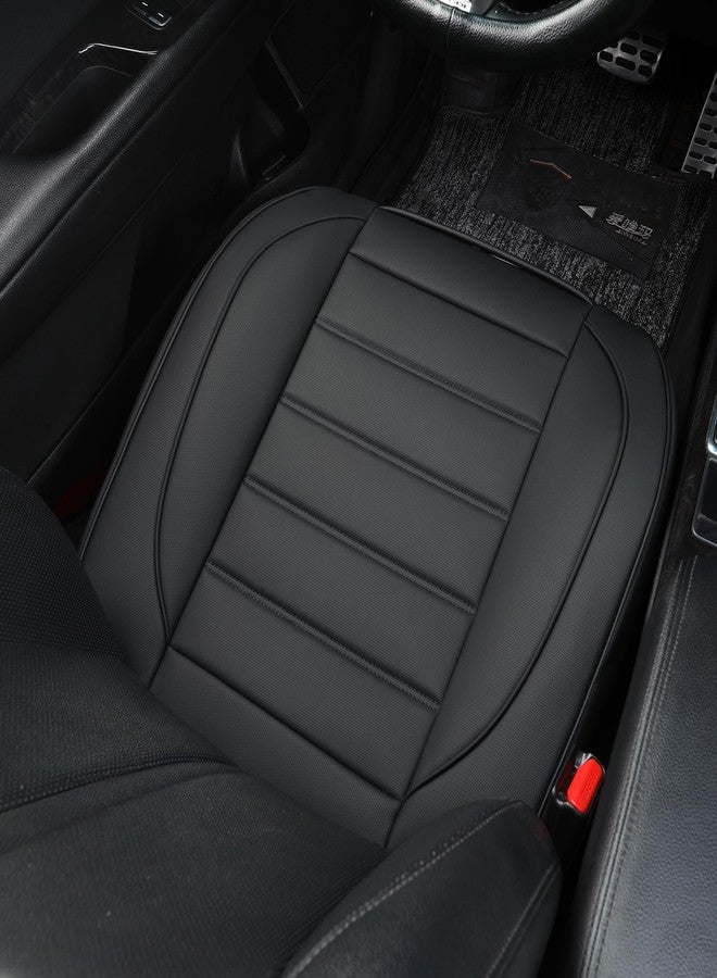 Vankerful 1 Pack Leather Front Car Seat Covers,Bottom Seat Covers for Cars,Driver Car Seat Cushion Cover,Luxury Seat Protectors,Waterproof,Full Wrap,for Most Vehicles,Sedan,Truck,SUV(Black) - Image 5