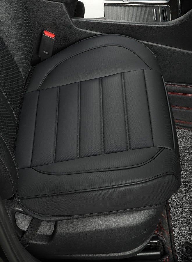 Vankerful 1 Pack Leather Front Car Seat Covers,Bottom Seat Covers for Cars,Driver Car Seat Cushion Cover,Luxury Seat Protectors,Waterproof,Full Wrap,for Most Vehicles,Sedan,Truck,SUV(Black) - Image 4