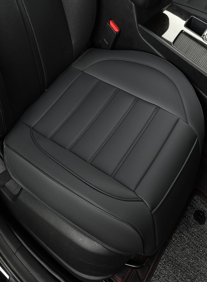 Vankerful 1 Pack Leather Front Car Seat Covers,Bottom Seat Covers for Cars,Driver Car Seat Cushion Cover,Luxury Seat Protectors,Waterproof,Full Wrap,for Most Vehicles,Sedan,Truck,SUV(Black) - Image 1