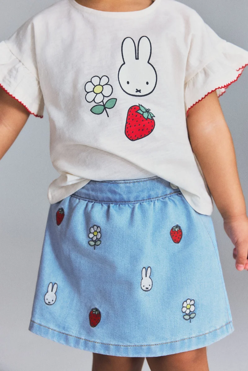 اتش اند ام Embroidery-detail denim skort