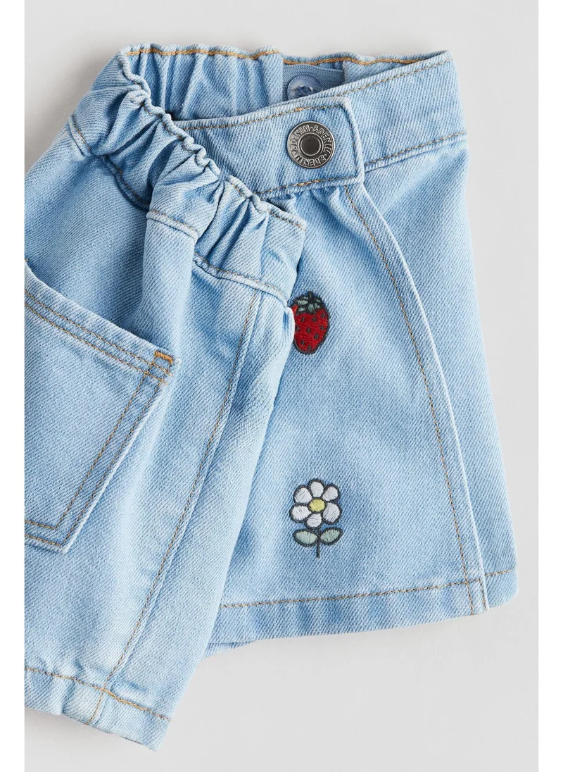 H&M Embroidery-detail denim skort